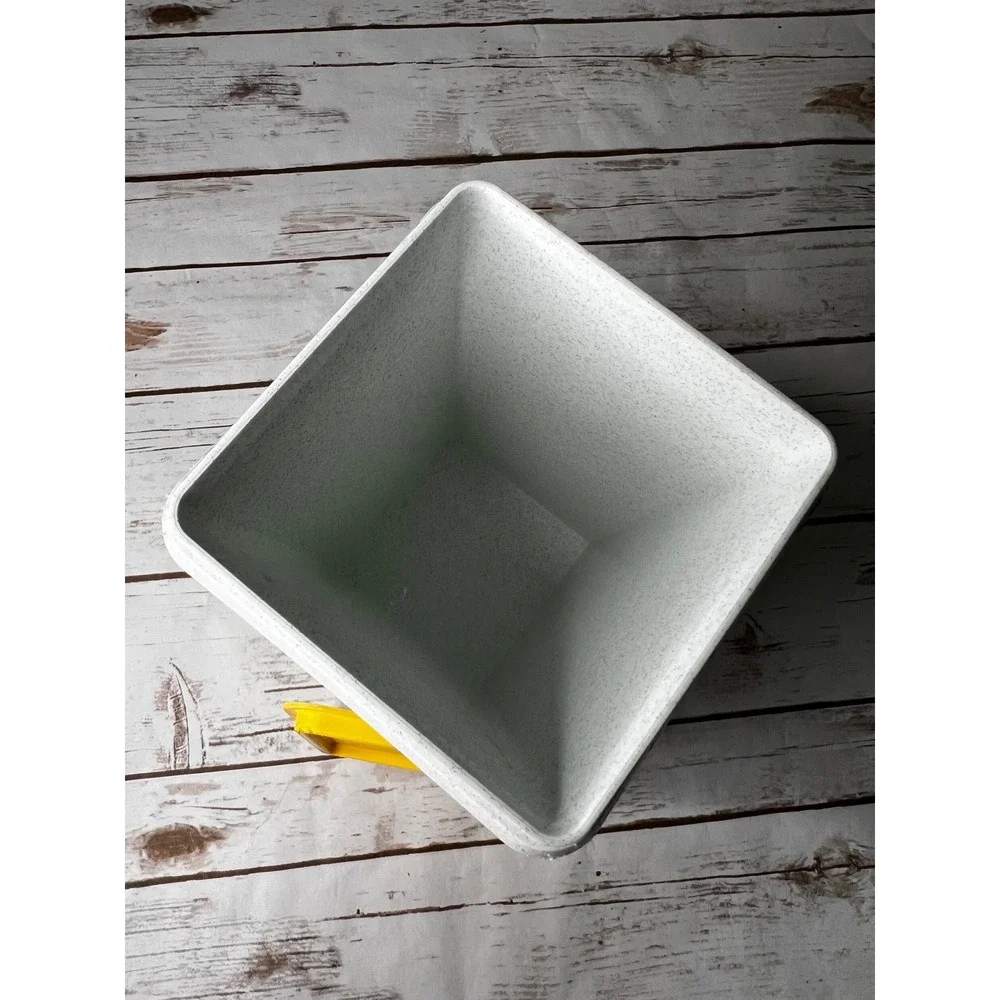Tupperware Canister White Speckled Yellow Lid Vintage Square 9 Inch‎